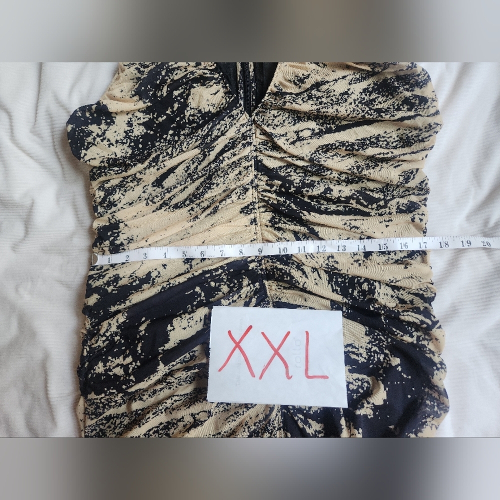 H&M STUDIO Resort Collection Mesh PATERNED Light Yellow Black Dress Sz XXL BNWT - Picture 5 of 15